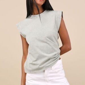 Lulus Quilo Washed Sage Short Sleeve Tee Green - Size S